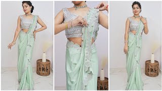 Unique And Stylish Saree Draping Style  wedding saree draping style [upl. by Ennaitsirk30]