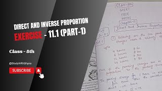 Ex  111 Part1  Direct and Inverse Proportions  Class 8th I Maths  NCERT  CBSE [upl. by Yonita939]