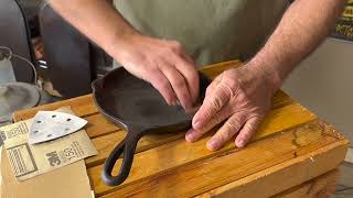 Smoothing the finish on a Lodge cast iron 8quot Chef Skillet [upl. by Solegna500]