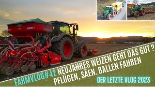 FarmVlog42 Neujahres Weizen  Pflügen  Säen  Ballen Transport [upl. by Raynah845]