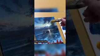 Sunset Seascape Acrylic Painting Easy Art Tutorial kids DIY How to trending short art drawing [upl. by Enelyt]