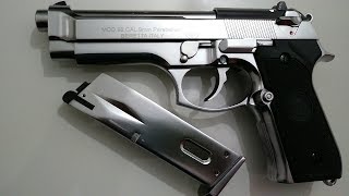 PISTOLA AIRSOFT BERETTA M9 INOX GBB WE [upl. by Nabalas]