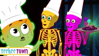 Spooky Scary Skeletons Song  Cooking At A Haunted Party  TeeheeTown [upl. by Dorahs869]