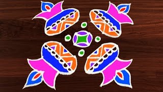 Rangoli Art  6 x 6 Dots  Easy Rangoli Designs with Kolam by Sunitha 295 [upl. by Durham]