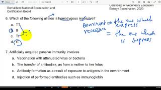 BIOLOGY FORM 4EXAM 2023 SOMALILAND PART1 By Ustaad Kiimiko [upl. by Leonelle210]