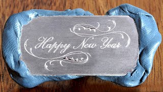 Hand Engraving Happy New Year in Palace Script with a Cobra Graver [upl. by Luckett]