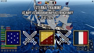 Roblox Windward  External Training US Navy VS Andouran Navy VS French Navy [upl. by Bum345]