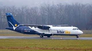 InterSky ATR72600 Turboprop Take Off at Airport BernBelp [upl. by Anwahsal]