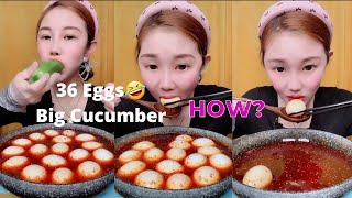 Girl eating 36 Eggs and big Cucumber 🤣  foodygirl  Asian girl [upl. by Sisxela]