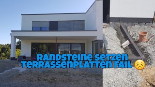 Hausbau Blog 66 Randsteine setzen Terrassenplatten Maßdifferenzen Die Siwuchins [upl. by Kotto]