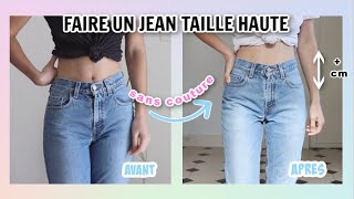 DIY TRANSFORME TON JEAN EN TAILLE HAUTE SANS COUTURE  Lucette [upl. by Birgitta]