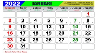 KALENDER TAHUN 2022 LENGKAP DENGAN LIBUR NASIONAL [upl. by Ecirtap41]