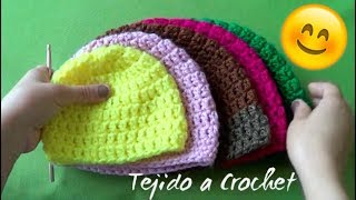 GORROS BASICOS TEJIDOS A CROCHET PASO A PASO EN ESPAÑOL EN TODAS LAS TALLAS [upl. by Happy]