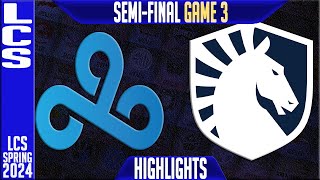 C9 vs TL Highlights Game 3  LCS Spring 2024 Playoffs Semifinal  Cloud9 vs Team Liquid G3 [upl. by Ahsatak]