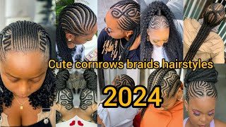 💖🌸 Cute cornrow hairstyles for Natural hairCornrows styles for black ladiesCornrows braidsBraid [upl. by Ocisnarf]