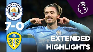 EXTENDED MAN CITY HIGHLIGHTS  Man City 70 Leeds  Foden Grealish De Bruyne Mahrez Stones Ake [upl. by Ekyt34]