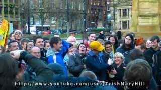 Thatcher party goers spray champagne and dance in Glasgow to celebrate her death [upl. by Nnayrrehs]