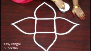 Creative rangoli muggulu with 2 dots  easy rangoli amp kolam designs by Suneetha [upl. by Wolenik]