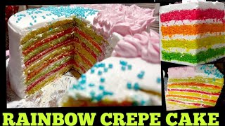 Rainbow Crepe Cake Easy Homemade Rainbow Crepe Cake Easy Recipe Malayalam [upl. by Odraboel856]