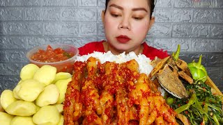 ceker ayam sambal merconjengkol mudaikan asin sepatcah kangkung lalapansambal goang Mukbang [upl. by Grantham787]