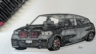 Bmw X6 G06 2022  Drawing  Timelapse [upl. by Weidar]