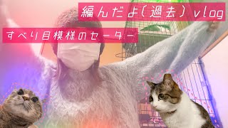 【編み物vlog】ユリカモヘアで編んだすべり目模様のセーターを紹介するよ〈毛糸だま〉 [upl. by Minoru146]