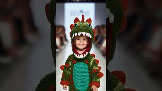 Dinosaur walk crochet outfit Baby runway BabyAI AIBabyVideos BabyCompilation FunnyBabyVideos [upl. by Wendalyn]