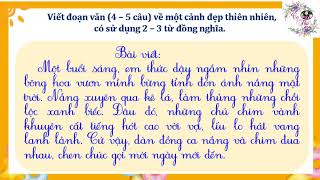 Lớp 5  Viết đoạn văn từ 45 câu về một cảnh đẹp thiên nhiên có sử dụng từ đồng nghĩa [upl. by Chuch960]