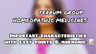 Character of Ferrum Group homeopathic Medicine amp pneumonic ferrum ferrumgroup homeopathy short [upl. by Reese]