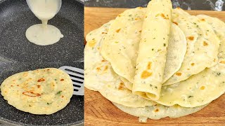 3 Minute Liquid Dough Garlic Flatbread Noyeast Nokneading Quick and Easy Garlic Naan no yeast [upl. by Nicolea]