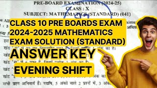 Class 10th Pre board Math exam answer key  Math exam solution  standard Pre board math exam [upl. by Skelly]