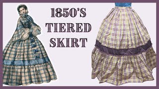 Making an 1850s Tiered Silk Skirt  bonus chicken content [upl. by Gorman]