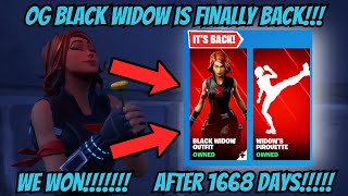 OG BLACK WIDOW FINALLY RETURNED TO THE ITEM SHOP WE WON Fortnite Battle Royale [upl. by Natsyrk]