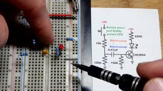 NPN BJT One Pulse per Switch Press demo circuit using 2N3904 Bipolar Junction Transistor [upl. by Price]