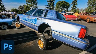 Car Show in the San Fernando Valley ft Lowriders amp Custom Classics  Editing Photos in Photoshop [upl. by Conah]