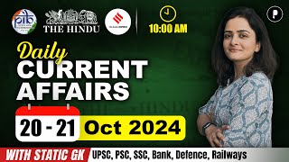 20  21 October Current Affairs 2024  Daily Current Affairs  Current Affairs Today [upl. by Ariew]