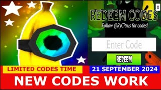 NEW CODES SEPTEMBER 21 2024 BANANA EATS ROBLOX  LIMITED CODES TIME [upl. by Anayi]