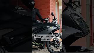 Triumph Daytona 660 cold start and stock exhaust sound daytona660 triumph [upl. by Hatnamas]