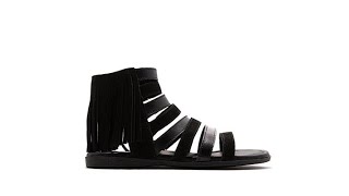 Minnetonka Pisa Suede Fringe Caged Sandal [upl. by Flaherty258]