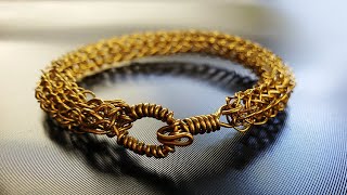 Viking Knit Copper Braclet 維基編織手環 DIY 01weaving 3D structures with wire 用銅線編織精緻的立體結構 在傳說中具有魔力的象徵 [upl. by Stempien166]