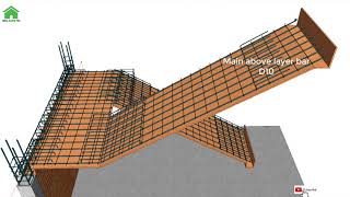 How to build Stairs Reinforcement Design  Staircase Design  Green House Construction [upl. by Angelia]