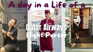 A day in a life of a Qatar Airways Purser  Filipino Flight Attendant [upl. by Anirbes]