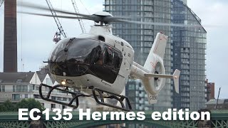 RARE EC135 Hermes edition landing engine startup and takeoff at London Heliport GSENS [upl. by Volnay]