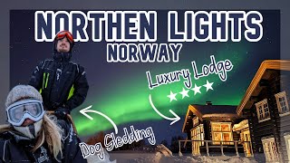 NORTHERN LIGHTS IN NORWAY  LUXURY LODGE  DOG SLEDDING Aurora Borealis at Lyngen Lodge [upl. by Amsed]