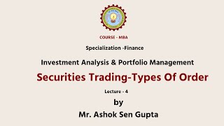 Investment Analysis amp Portfolio Management  Securities TradingTypes of Order  AKTU Digital [upl. by Meill]