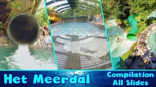 ALLE GLIJBANEN in zwembad Aqua Mundo op Centerparcs Het Meerdal America Compilation [upl. by Llerrod591]