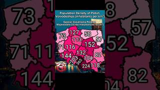 Gęstość Zaludnienia Polskich Województw Population Density of Polish Voivodeships mapping poland [upl. by Stokes]