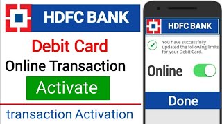 hdfc debit card online transaction activation  How to Activate 2024 [upl. by Zetrok]