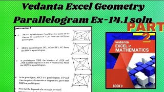 class 9 Vedanta Excel in mathematics Geometry parallelogram ex141 solution [upl. by Ehsiom]