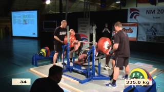 Hans Magne Bårdtvedt 335kg benkpress NM 2015 [upl. by Aiel]